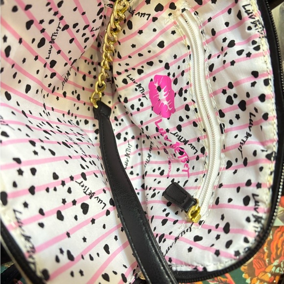 Luv BETSEY JOHNSON Unicorn Satchel Pink & Ivory Quilted Dome Crossbody LBDENA - Picture 10 of 11